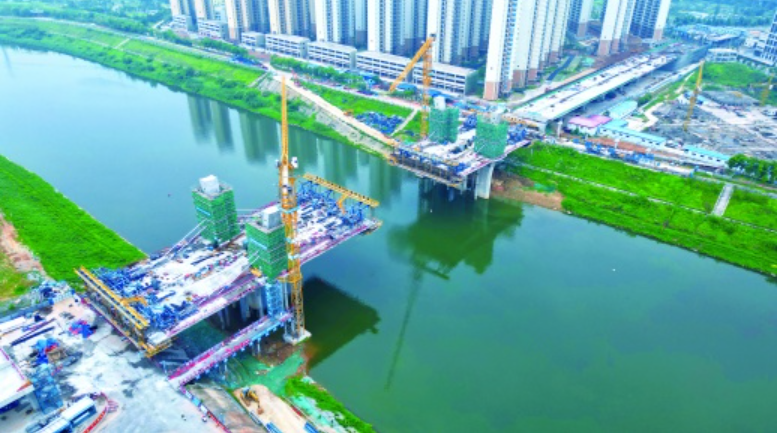 长沙金桂路跨浏阳河项目主桥建设已完成85%